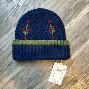 Damson Madder Embroidered floral wool beanie